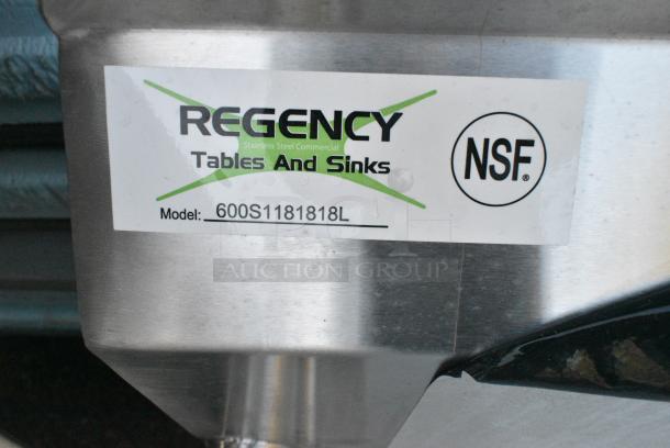 BRAND NEW SCRATCH AND DENT! Regency 600S1181818L Stainless Steel Single Bay Sink w/ Left Side Drain Board. No Legs. - Image 3 of 3