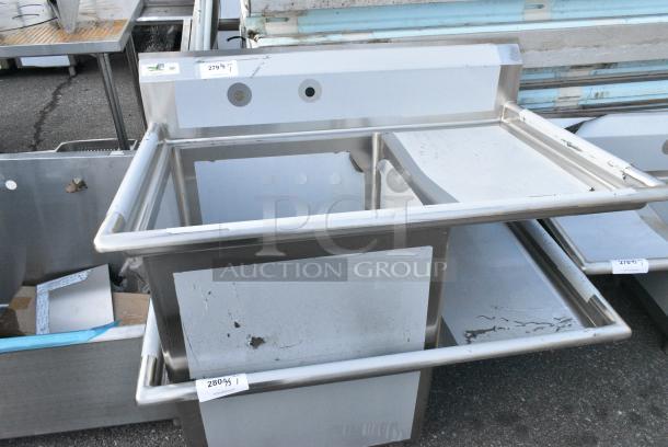 BRAND NEW SCRATCH AND DENT! Regency 600S1242418R Stainless Steel Single Bay Sink w/ Right Side Drain Board. No Legs. - Image 1 of 4