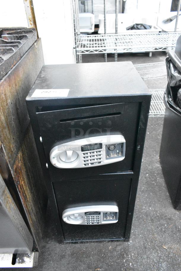 Black Metal 2 Compartment Safe. Does Not Come w/ Combination. - Image 1 of 3