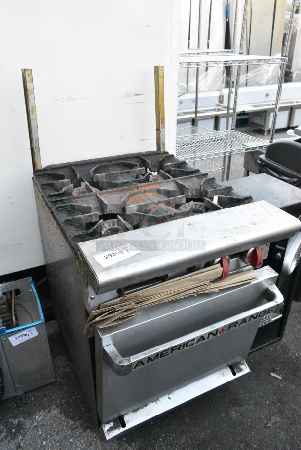American Range Stainless Steel Commercial Natural Gas Powered 4 Burner Range w/ Oven. - Image 1 of 4