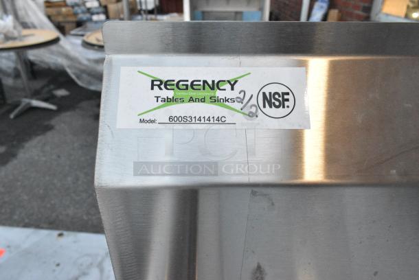 BRAND NEW SCRATCH AND DENT! Regency 600S3141414C Stainless Steel Commercial 3 Bay L Shaped Sink w/ Dual Drain Boards. No Legs. - Image 2 of 2