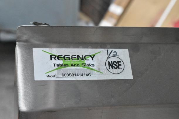 BRAND NEW SCRATCH AND DENT! Regency 600S3141414C Stainless Steel Commercial 3 Bay L Shaped Sink w/ Dual Drain Boards. No Legs. - Image 3 of 3