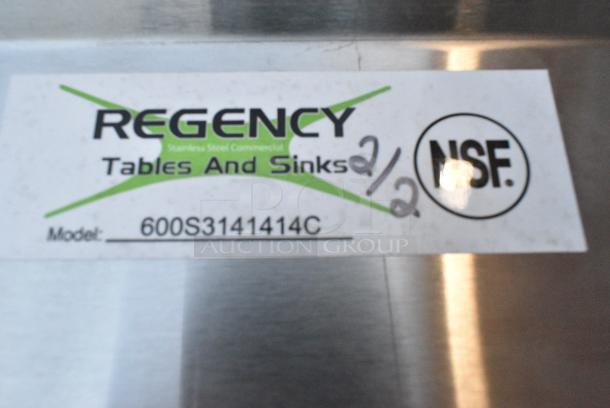 BRAND NEW SCRATCH AND DENT! Regency 600S3141414C Stainless Steel Commercial 3 Bay L Shaped Sink w/ Dual Drain Boards. No Legs. - Image 3 of 3