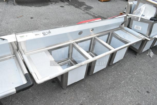 BRAND NEW SCRATCH AND DENT! Regency 600S31416212 Stainless Steel 3 Bay Sink w/ Dual Drain Boards. No Legs. - Image 2 of 3