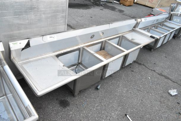 BRAND NEW SCRATCH AND DENT! Regency 600S31717218 Stainless Steel 3 Bay Sink w/ Dual Drain Boards. No Legs. - Image 2 of 3