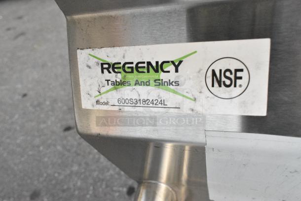 BRAND NEW SCRATCH AND DENT! Regency 600S3182424L Stainless Steel 3 Bay Sink w/ Left Side Drain Board. No Legs. - Image 3 of 3