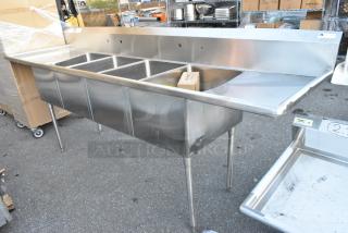 BRAND NEW SCRATCH AND DENT! Stainless Steel 4 Bay Sink w/ Dual Drain Boards.