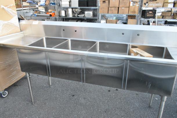BRAND NEW SCRATCH AND DENT! Stainless Steel 4 Bay Sink w/ Dual Drain Boards. - Image 2 of 4