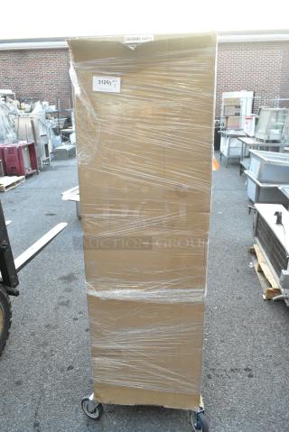 BRAND NEW SCRATCH AND DENT! Metal Pan Transport Rack on Commercial Casters.