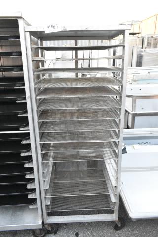 Metal Pan Transport Rack on Commercial Casters w/ Donut Frying Racks.