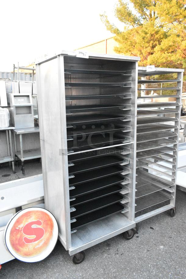 Metal Pan Transport Rack on Commercial Casters w/ Black Poly Trays. - Image 2 of 3