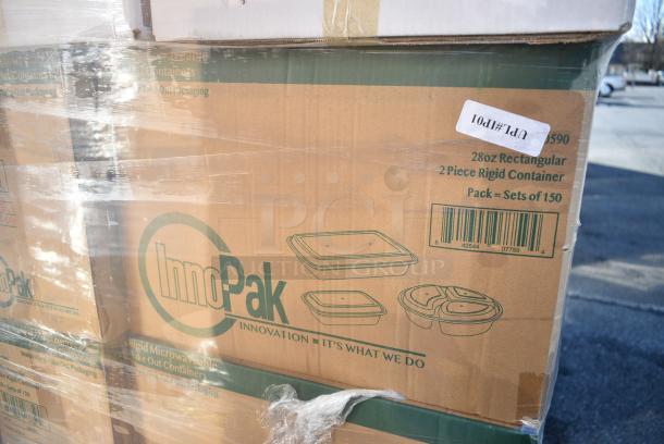 60 BRAND NEW! Boxes Including Inno Pak 293630590 28 oz Rigid 2 Piece Food Container and Dinex DXCTCAD80003 Cutlery Caddy Paper Sleeve With Flap Pre-loaded With 2-ply 16" X 16" Napkin. 60 Times Your Bid! - Image 4 of 6