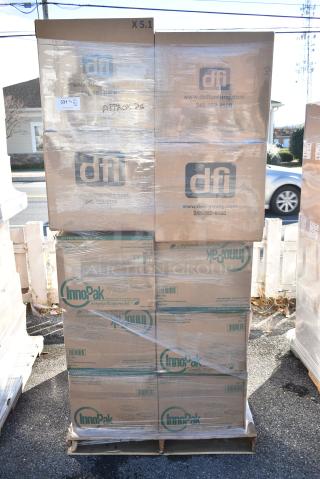 26 BRAND NEW! Boxes Including Inno Pak 34435079 32oz Molded Fiber Rectangle Bowl and DFI LBH-871 Shallow Hinge Container. 26 Times Your Bid!