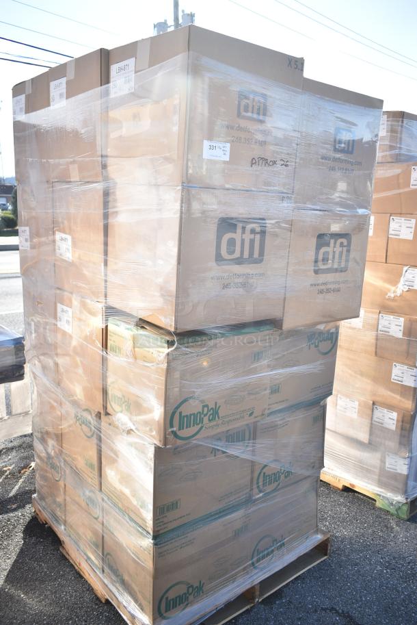 26 BRAND NEW! Boxes Including Inno Pak 34435079 32oz Molded Fiber Rectangle Bowl and DFI LBH-871 Shallow Hinge Container. 26 Times Your Bid! - Image 2 of 10