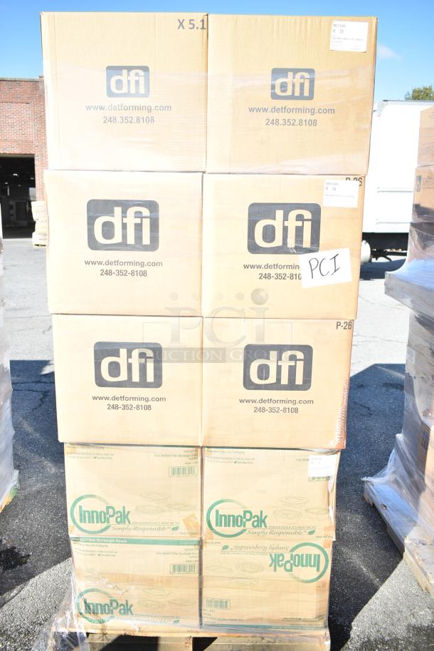 26 BRAND NEW! Boxes Including Inno Pak 34435079 32oz Molded Fiber Rectangle Bowl and DFI LBH-871 Shallow Hinge Container. 26 Times Your Bid! - Image 4 of 10