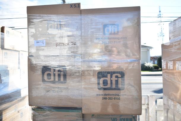 26 BRAND NEW! Boxes Including Inno Pak 34435079 32oz Molded Fiber Rectangle Bowl and DFI LBH-871 Shallow Hinge Container. 26 Times Your Bid! - Image 5 of 10
