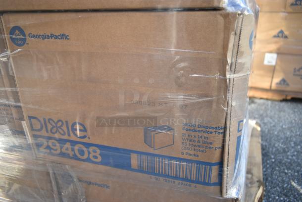 70 BRAND NEW! Boxes Including TableCraft ACAMR2007 Rectangular Acacia Display Board with Brushed Nickel Handles and Dixie 29408 White and Blue Disposable Foodservice Towel. 70 Times Your Bid! - Image 8 of 9