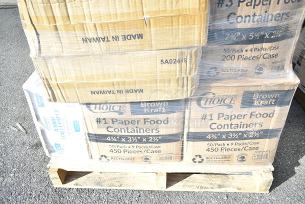 30 BRAND NEW! Boxes Including 3 Box 760SOUP16KB Choice 6 - 16 oz. Kraft Paper Soup / Hot Food Cup Vented Lid - 1000/Case, 2 Box 795PTOKFT1 Choice Kraft Microwavable Folded Paper #1 Take-Out Container 4 3/8" x 3 1/2" x 2 1/2" - 450/Case, 129MCR16W Choice 16 oz. White 6 1/4" Round Microwavable Heavy Weight Container with Lid - 150/Case, 127CH08 Choice 8 oz. Clear RPET Hinged Deli Container - 200/Case, 43258000 Choice Dinner Napkins, 3 Box 182RRF24 Plastic 18" x 24" Food Bag On A Roll - 250/Box. 30 Times Your Bid! - Image 6 of 17