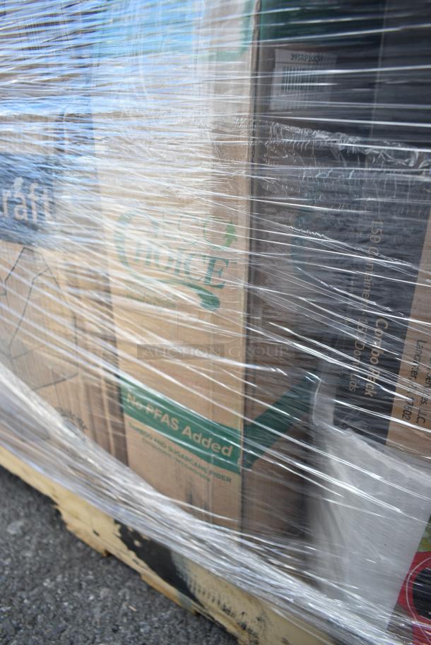 30 BRAND NEW! Boxes Including 3 Box 760SOUP16KB Choice 6 - 16 oz. Kraft Paper Soup / Hot Food Cup Vented Lid - 1000/Case, 2 Box 795PTOKFT1 Choice Kraft Microwavable Folded Paper #1 Take-Out Container 4 3/8" x 3 1/2" x 2 1/2" - 450/Case, 129MCR16W Choice 16 oz. White 6 1/4" Round Microwavable Heavy Weight Container with Lid - 150/Case, 127CH08 Choice 8 oz. Clear RPET Hinged Deli Container - 200/Case, 43258000 Choice Dinner Napkins, 3 Box 182RRF24 Plastic 18" x 24" Food Bag On A Roll - 250/Box. 30 Times Your Bid! - Image 10 of 17