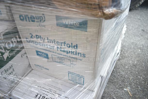 32 BRAND NEW! Boxes Including Lavex Paper Ice Buckets, 500CC16 16 oz. Plastic Cold Cup - 1000/Case, OneUp 966UPWIDEB-500 Napkins, 127RD16BULK Choice 16 oz. Customizable Microwavable Translucent Round Deli Container - 500/Case, Dart 85HT3R 8" x 8" x 3" White Foam Three-Compartment Square Take Out Container with Perforated Hinged Lid - 200/Case. 32 Times Your Bid! - Image 8 of 12