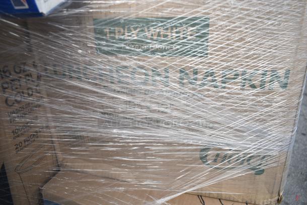 32 BRAND NEW! Boxes Including Lavex Paper Ice Buckets, 500CC16 16 oz. Plastic Cold Cup - 1000/Case, OneUp 966UPWIDEB-500 Napkins, 127RD16BULK Choice 16 oz. Customizable Microwavable Translucent Round Deli Container - 500/Case, Dart 85HT3R 8" x 8" x 3" White Foam Three-Compartment Square Take Out Container with Perforated Hinged Lid - 200/Case. 32 Times Your Bid! - Image 9 of 12