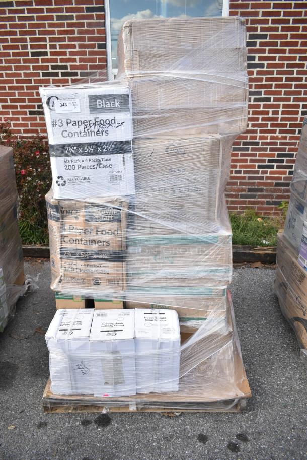 29 BRAND NEW! Boxes Including Choice Medium Weight Sporks, Lavex Trash Bags, Noble Gloves, Choice Paper Food Containers, Choice Lids. 29 Times Your Bid! - Image 1 of 10