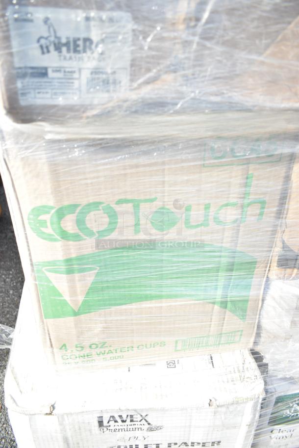 37 BRAND NEW! Boxes Including 612509ST Choice 9" Round Standard Weight Foil Take-Out Pan, 55164, Noble Gloves, 500CC20 Choice Clear PET Customizable Plastic Cold Cup - 20 oz. - 600/Case, 5014046M1C Lavex Li'l Herc 45 Gallon 1 Mil 40" x 46" Low Density Medium-Duty Clear Can Liner / Trash Bag - 100/Case. 37 Times Your Bid! - Image 6 of 11