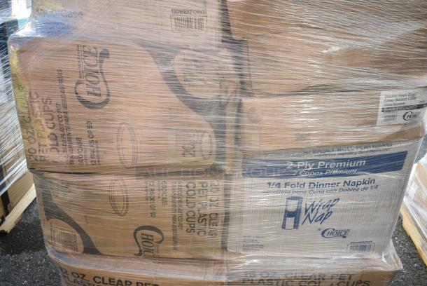 37 BRAND NEW! Boxes Including 612509ST Choice 9" Round Standard Weight Foil Take-Out Pan, 55164, Noble Gloves, 500CC20 Choice Clear PET Customizable Plastic Cold Cup - 20 oz. - 600/Case, 5014046M1C Lavex Li'l Herc 45 Gallon 1 Mil 40" x 46" Low Density Medium-Duty Clear Can Liner / Trash Bag - 100/Case. 37 Times Your Bid! - Image 9 of 11