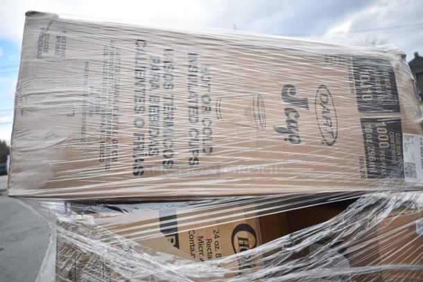 29 BRAND NEW! Boxes Including 129MCS24B Choice 24 oz. Black Rectangular Microwavable Heavy Weight Container with Lid 8" x 5 1/4" x 2" - 150/Case, 2 Box Eco Gecko 8" Square Palm Leaf Plates, 394345XL Noble NexGen Powder-Free Disposable Black Hybrid 3 Mil Thick Gloves - Extra Large - 1000/Case, Choice Microwaveable Container, 500PMDSDINOS Choice 10" x 14" Kids Dinosaur Double Sided Interactive Placemat - 1000/Case. 29 Times Your Bid! - Image 5 of 16