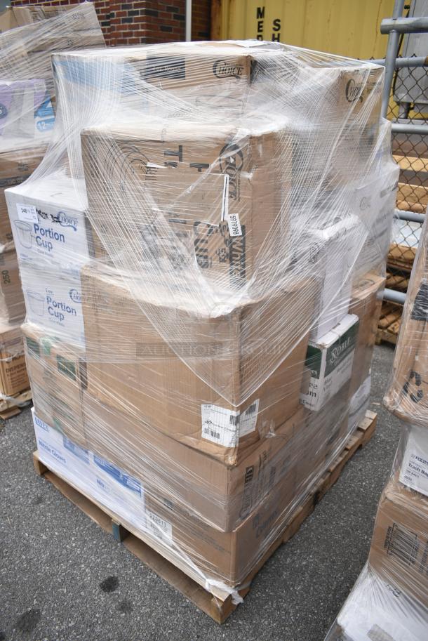 32 BRAND NEW! Boxes Including 2 Box 130WBKFORKH Choice Black Heavy Weight Wrapped Plastic Fork - 1000/Case, 129MCS24B Choice 24 oz. Black Rectangular Microwavable Heavy Weight Container with Lid 8" x 5 1/4" x 2" - 150/Case, 3 Box Choice 1 oz Portion Cups. 32 Times Your Bid! - Image 3 of 14