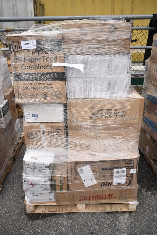 30 BRAND NEW! Boxes Including 500CC24 24 oz. Plastic Cold Cup - 600/Case, 2 Box Lavex Paper Towel Rolls, Choice Travel Lids, Herc Trash Bags, 3 Box 130WKNIFE Choice 6 1/2" Medium Weight White Polypropylene Plastic Knife - 1000/Case, 2 Box 500MFTN Lavex Natural Brown Kraft M-Fold (Multifold) Towel - 4000/Case. 30 Times Your Bid! - Image 1 of 17