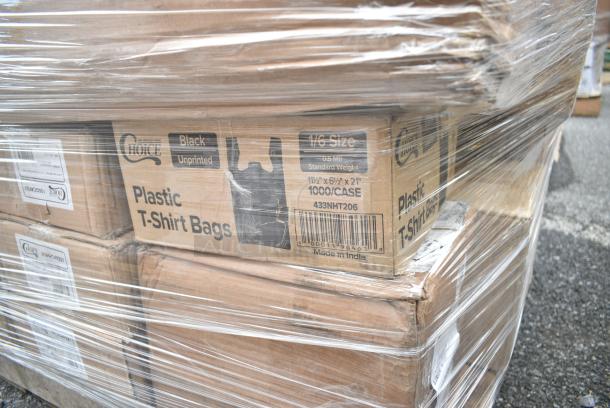 28 BRAND NEW! Boxes Including 3 Box 130WKNIFE Choice 6 1/2" Medium Weight White Polypropylene Plastic Knife - 1000/Case, 2 Box 129MCR32B Choice 32 oz. Black Round Microwavable Heavy Weight Container with Lid 7 1/4" - 150/Case, 433NHT206 Choice 1/6 Standard Size Black Unprinted Standard-Duty Plastic T-Shirt Bag - 1000/Case, 3 Box 105GC49321 Choice 1 Part Tan and White Guest Check with Beverage Lines and Bottom Guest Receipt - 2000/Case, 612PANBL100 FOIL CAKE PAN QTY 25, 760CB130CHKN Choice 130 oz. Chicken Bucket with Lid - 120/Case, 612605070HD Choice Full Size Heavy-Duty Foil Steam Table Pan Deep 3 3/8" Depth - 50/Case. 28 Times Your Bid! - Image 10 of 19