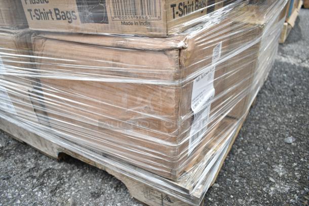 28 BRAND NEW! Boxes Including 3 Box 130WKNIFE Choice 6 1/2" Medium Weight White Polypropylene Plastic Knife - 1000/Case, 2 Box 129MCR32B Choice 32 oz. Black Round Microwavable Heavy Weight Container with Lid 7 1/4" - 150/Case, 433NHT206 Choice 1/6 Standard Size Black Unprinted Standard-Duty Plastic T-Shirt Bag - 1000/Case, 3 Box 105GC49321 Choice 1 Part Tan and White Guest Check with Beverage Lines and Bottom Guest Receipt - 2000/Case, 612PANBL100 FOIL CAKE PAN QTY 25, 760CB130CHKN Choice 130 oz. Chicken Bucket with Lid - 120/Case, 612605070HD Choice Full Size Heavy-Duty Foil Steam Table Pan Deep 3 3/8" Depth - 50/Case. 28 Times Your Bid! - Image 11 of 19