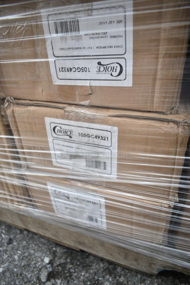 28 BRAND NEW! Boxes Including 3 Box 130WKNIFE Choice 6 1/2" Medium Weight White Polypropylene Plastic Knife - 1000/Case, 2 Box 129MCR32B Choice 32 oz. Black Round Microwavable Heavy Weight Container with Lid 7 1/4" - 150/Case, 433NHT206 Choice 1/6 Standard Size Black Unprinted Standard-Duty Plastic T-Shirt Bag - 1000/Case, 3 Box 105GC49321 Choice 1 Part Tan and White Guest Check with Beverage Lines and Bottom Guest Receipt - 2000/Case, 612PANBL100 FOIL CAKE PAN QTY 25, 760CB130CHKN Choice 130 oz. Chicken Bucket with Lid - 120/Case, 612605070HD Choice Full Size Heavy-Duty Foil Steam Table Pan Deep 3 3/8" Depth - 50/Case. 28 Times Your Bid! - Image 12 of 19