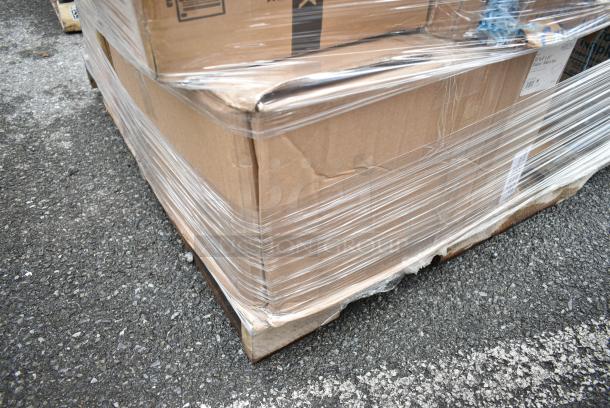 28 BRAND NEW! Boxes Including 3 Box 130WKNIFE Choice 6 1/2" Medium Weight White Polypropylene Plastic Knife - 1000/Case, 2 Box 129MCR32B Choice 32 oz. Black Round Microwavable Heavy Weight Container with Lid 7 1/4" - 150/Case, 433NHT206 Choice 1/6 Standard Size Black Unprinted Standard-Duty Plastic T-Shirt Bag - 1000/Case, 3 Box 105GC49321 Choice 1 Part Tan and White Guest Check with Beverage Lines and Bottom Guest Receipt - 2000/Case, 612PANBL100 FOIL CAKE PAN QTY 25, 760CB130CHKN Choice 130 oz. Chicken Bucket with Lid - 120/Case, 612605070HD Choice Full Size Heavy-Duty Foil Steam Table Pan Deep 3 3/8" Depth - 50/Case. 28 Times Your Bid! - Image 13 of 19