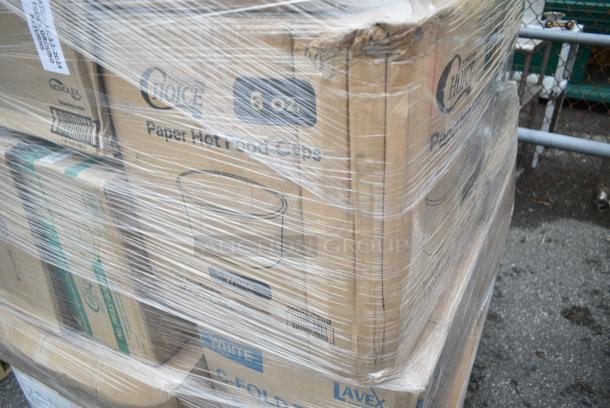 28 BRAND NEW! Boxes Including 3 Box 130WKNIFE Choice 6 1/2" Medium Weight White Polypropylene Plastic Knife - 1000/Case, 2 Box 129MCR32B Choice 32 oz. Black Round Microwavable Heavy Weight Container with Lid 7 1/4" - 150/Case, 433NHT206 Choice 1/6 Standard Size Black Unprinted Standard-Duty Plastic T-Shirt Bag - 1000/Case, 3 Box 105GC49321 Choice 1 Part Tan and White Guest Check with Beverage Lines and Bottom Guest Receipt - 2000/Case, 612PANBL100 FOIL CAKE PAN QTY 25, 760CB130CHKN Choice 130 oz. Chicken Bucket with Lid - 120/Case, 612605070HD Choice Full Size Heavy-Duty Foil Steam Table Pan Deep 3 3/8" Depth - 50/Case. 28 Times Your Bid! - Image 17 of 19