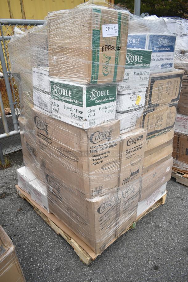 29 BRAND NEW! Boxes Including 128HD16BULK ChoiceHD 16 oz. Microwavable Translucent Plastic Deli Container - 480/Case, 127RD12BULK Choice 12 oz. Customizable Microwavable Translucent Round Deli Container - 500/Case, 2 Box 127RD16BULK Choice 16 oz. Customizable Microwavable Translucent Round Deli Container - 500/Case, Southland Food Trays, 5003DNAP Choice 15" x 17" White 3-Ply Dinner Napkin - 2000/Case, 2 Box CHoice Heavy Weight Cutlery Packs. 29 Times Your Bid! - Image 2 of 21