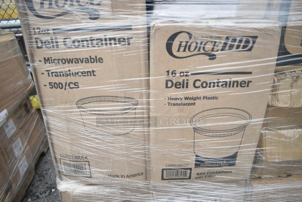 29 BRAND NEW! Boxes Including 128HD16BULK ChoiceHD 16 oz. Microwavable Translucent Plastic Deli Container - 480/Case, 127RD12BULK Choice 12 oz. Customizable Microwavable Translucent Round Deli Container - 500/Case, 2 Box 127RD16BULK Choice 16 oz. Customizable Microwavable Translucent Round Deli Container - 500/Case, Southland Food Trays, 5003DNAP Choice 15" x 17" White 3-Ply Dinner Napkin - 2000/Case, 2 Box CHoice Heavy Weight Cutlery Packs. 29 Times Your Bid! - Image 9 of 21