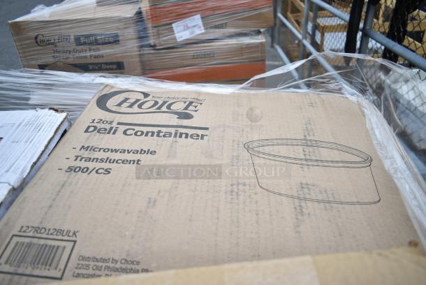 29 BRAND NEW! Boxes Including 128HD16BULK ChoiceHD 16 oz. Microwavable Translucent Plastic Deli Container - 480/Case, 127RD12BULK Choice 12 oz. Customizable Microwavable Translucent Round Deli Container - 500/Case, 2 Box 127RD16BULK Choice 16 oz. Customizable Microwavable Translucent Round Deli Container - 500/Case, Southland Food Trays, 5003DNAP Choice 15" x 17" White 3-Ply Dinner Napkin - 2000/Case, 2 Box CHoice Heavy Weight Cutlery Packs. 29 Times Your Bid! - Image 16 of 21