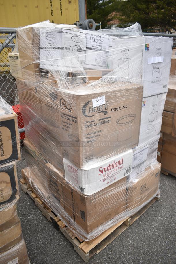 26 BRAND NEW! Boxes Including Pie Pans, Choice Portion Cups, 2 Box Medium Paper Bags, Choice 16 oz Deli Containers, 2 Box 347RPBD00WHS 10" Plastic Plates, 500TW5 Choice 5 oz. Translucent Thin Wall Plastic Cold Cup - 2500/Case. 26 Times Your Bid! - Image 2 of 15