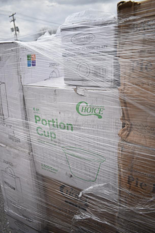 26 BRAND NEW! Boxes Including Pie Pans, Choice Portion Cups, 2 Box Medium Paper Bags, Choice 16 oz Deli Containers, 2 Box 347RPBD00WHS 10" Plastic Plates, 500TW5 Choice 5 oz. Translucent Thin Wall Plastic Cold Cup - 2500/Case. 26 Times Your Bid! - Image 12 of 15