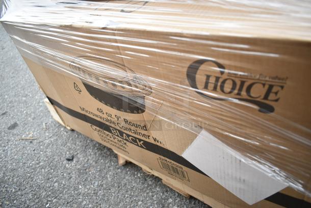 34 BRAND NEW! Boxes Including 3 Box Lavex C Fold Towels, 129MCR50B Choice 43 oz. Black Round Microwavable Heavy Weight Container with Lid 9" - 150/Case, 2 Box 394365L Noble Products Powder-Free Disposable Clear Vinyl Gloves for Foodservice - Large - 1000/Case, 129MCS38B Choice 38 oz. Black Rectangular Microwavable Heavy Weight Container with Lid 8 3/4" x 6 1/4" x 2" - 150/Case, 2 Box 8" Square Palm Leaf Plates, Choice Heavy Weight Forks. 34 Times Your Bid! - Image 7 of 14