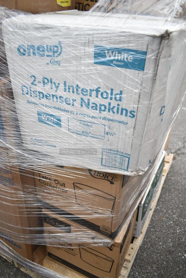 34 BRAND NEW! Boxes Including 3 Box Lavex C Fold Towels, 129MCR50B Choice 43 oz. Black Round Microwavable Heavy Weight Container with Lid 9" - 150/Case, 2 Box 394365L Noble Products Powder-Free Disposable Clear Vinyl Gloves for Foodservice - Large - 1000/Case, 129MCS38B Choice 38 oz. Black Rectangular Microwavable Heavy Weight Container with Lid 8 3/4" x 6 1/4" x 2" - 150/Case, 2 Box 8" Square Palm Leaf Plates, Choice Heavy Weight Forks. 34 Times Your Bid! - Image 8 of 14