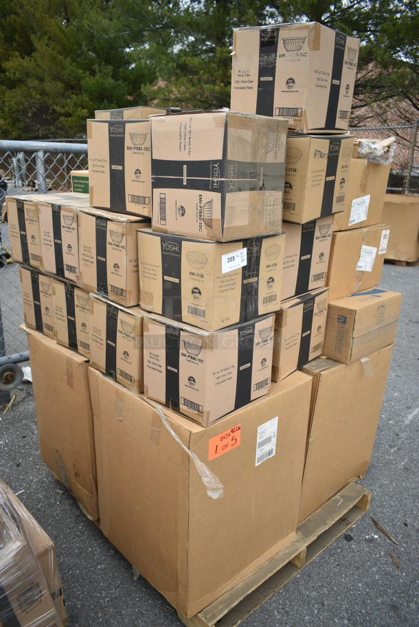 32 BRAND NEW! Boxes Including 12 Box Yoshi EMI-PTB80-10C 80 oz PET Bowls, 2 Box LBB Clear Banana Barge. 32 Times Your Bid! - Image 2 of 14