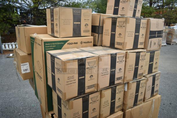 32 BRAND NEW! Boxes Including 12 Box Yoshi EMI-PTB80-10C 80 oz PET Bowls, 2 Box LBB Clear Banana Barge. 32 Times Your Bid! - Image 5 of 14