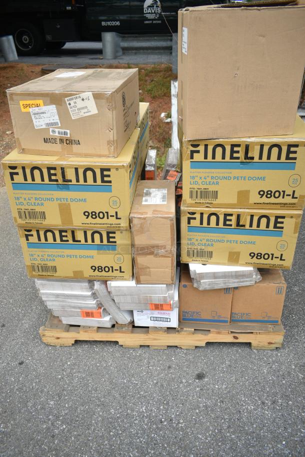 15 BRAND NEW! Boxes Including 6 Box Fineline 9801-L 18x4 Round Pete Dome Lids, 5 Box Pacific 43024 Soap Refill, Hoffmaster Placemats. 15 Times Your Bid! - Image 4 of 10