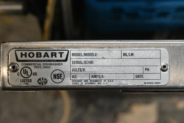 2017 Hobart LXER Stainless Steel Commercial Undercounter Dishwasher. 120/208-240 Volts, 1 Phase. - Image 5 of 5