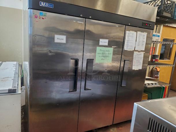 Turbo Air M3 Series 78" Solid 3-Door Reach In Freezer. - Image 1 of 3