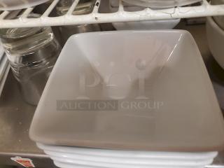 Square Salad/Soup Bowls, White With Raised Edges. 10x Your Bid