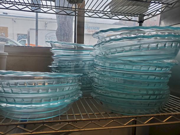 VINTAGE 9" Glass Pie Pans, Blue Tint. 14x Your Bid - Image 1 of 1